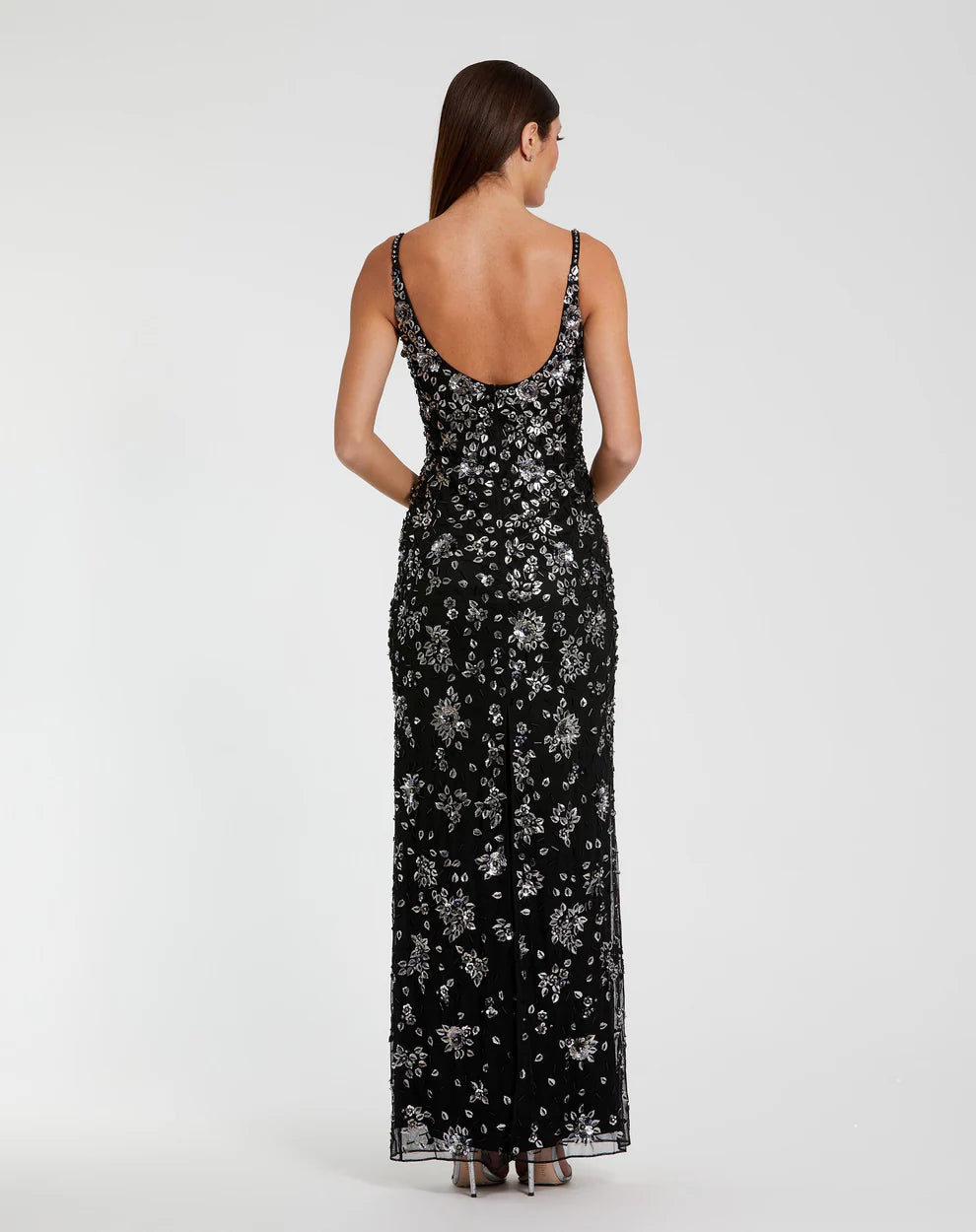 Mac Duggal 5477 Floral Embellished Scoop Neck Evening Gown