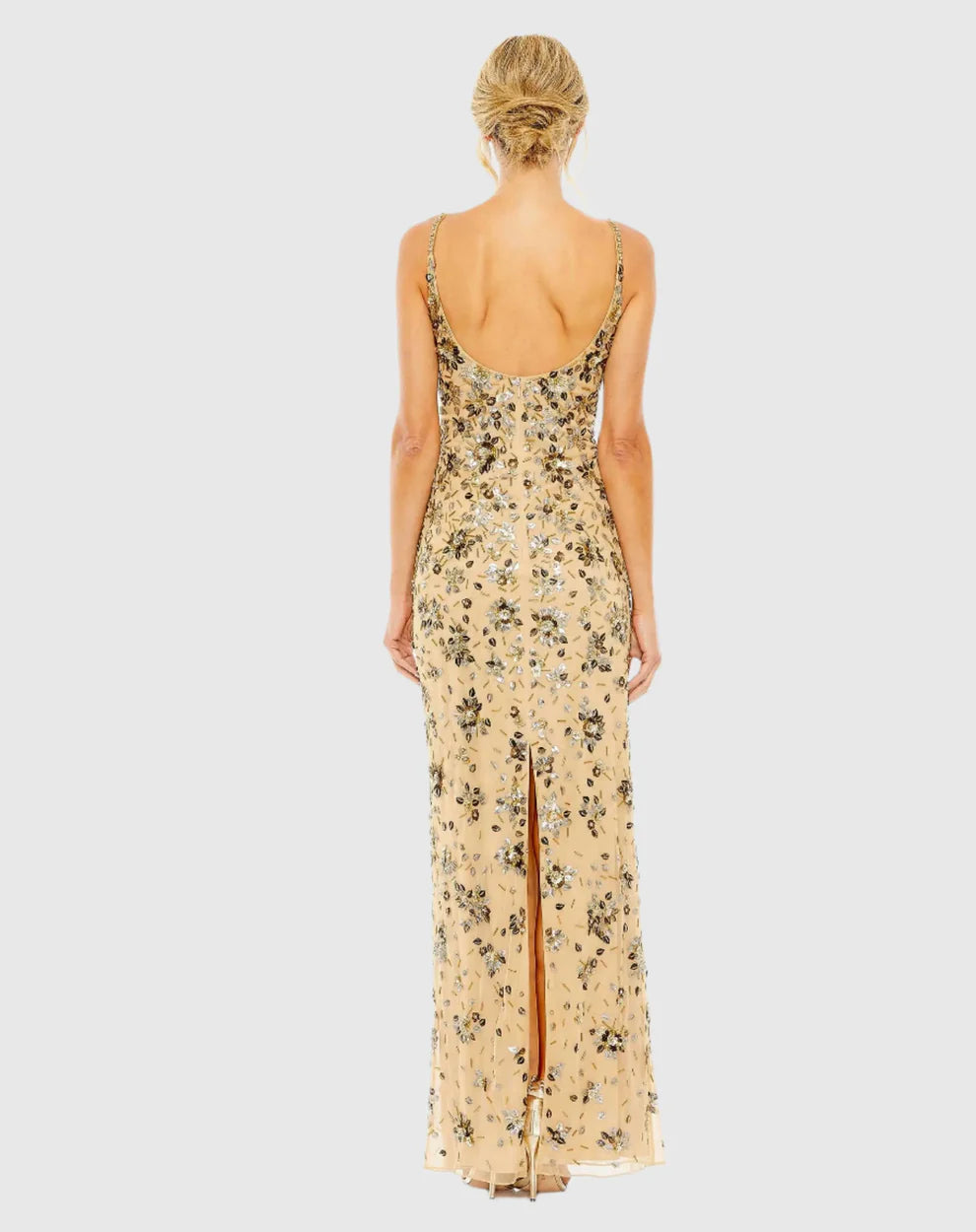 Mac Duggal 5477 Floral Embellished Scoop Neck Evening Gown