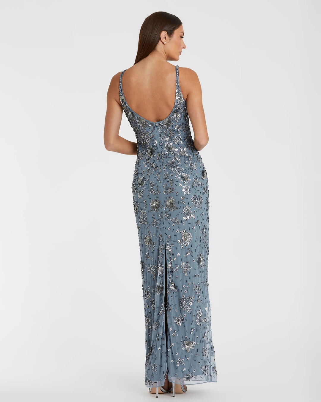 Mac Duggal 5477 Floral Embellished Scoop Neck Evening Gown