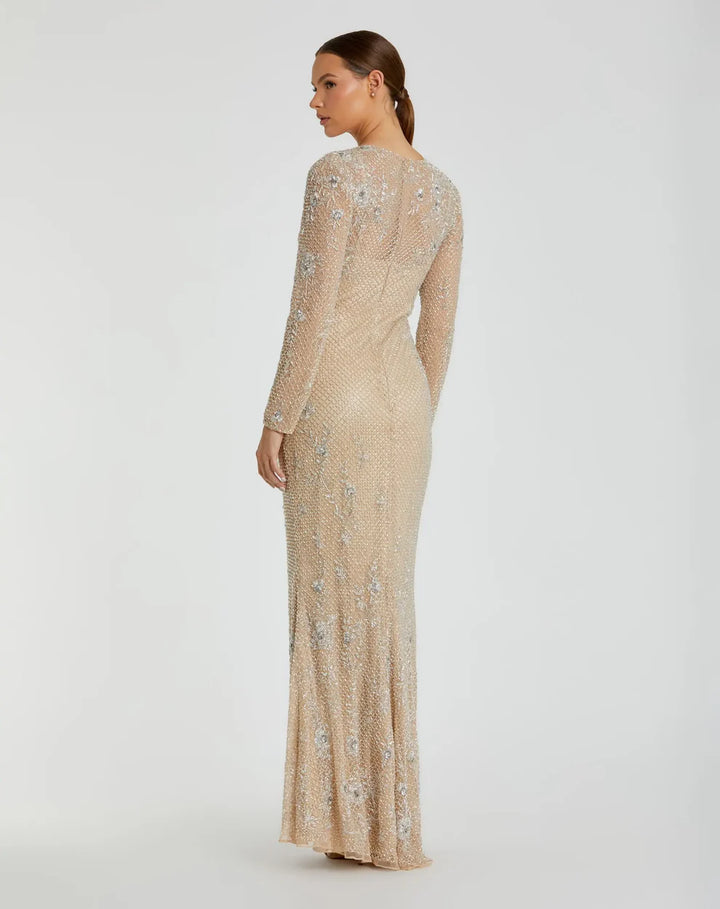 Mac Duggal 5504 Long Sleeve Beaded Evening Dress