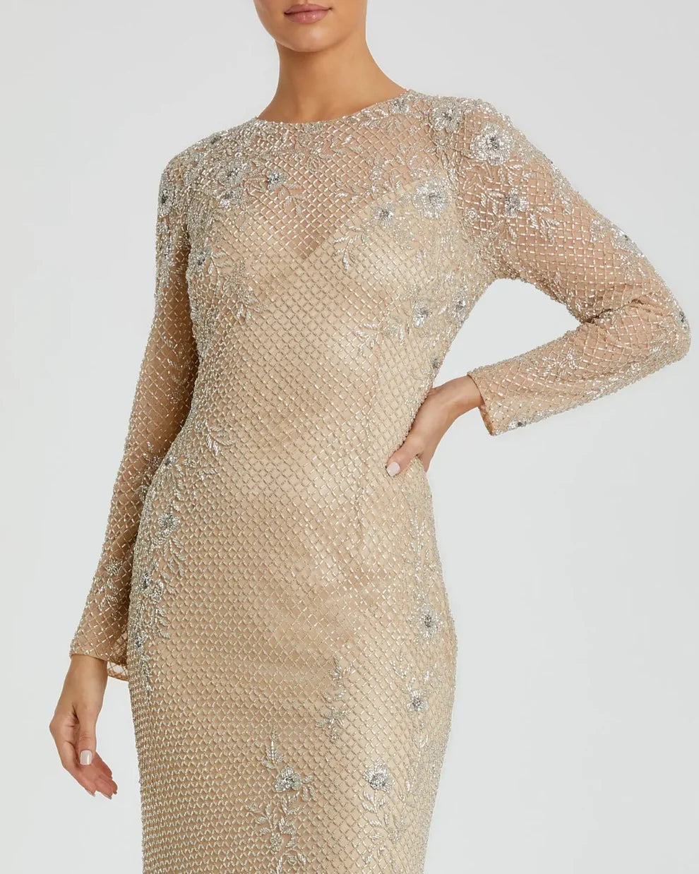 Mac Duggal 5504 Long Sleeve Beaded Evening Dress