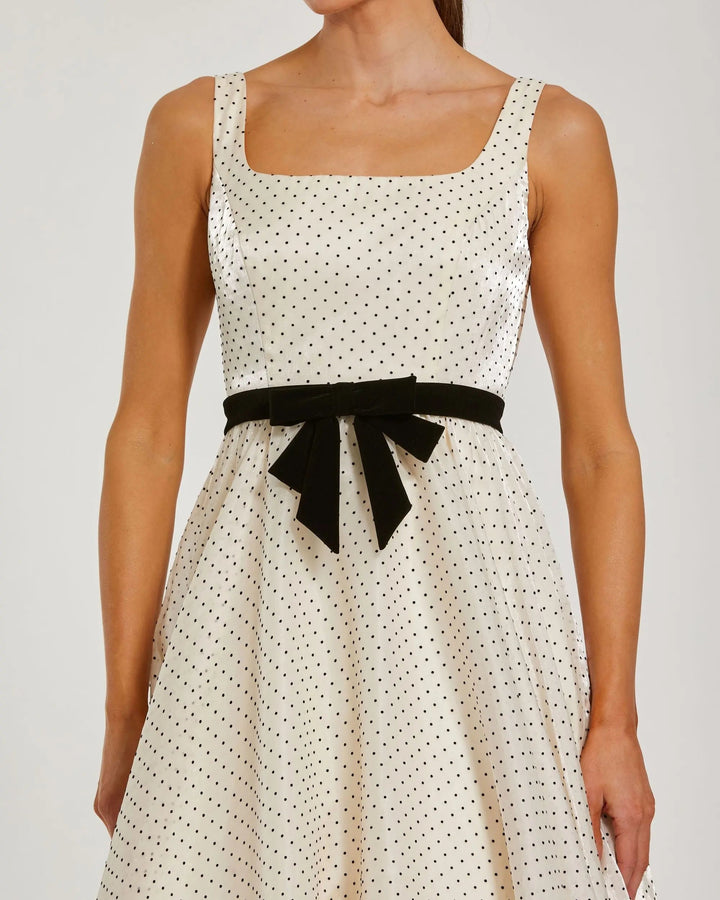 Mac Duggal 56185 Ivory Polka Dot Square Neck Ball Gown With Bow