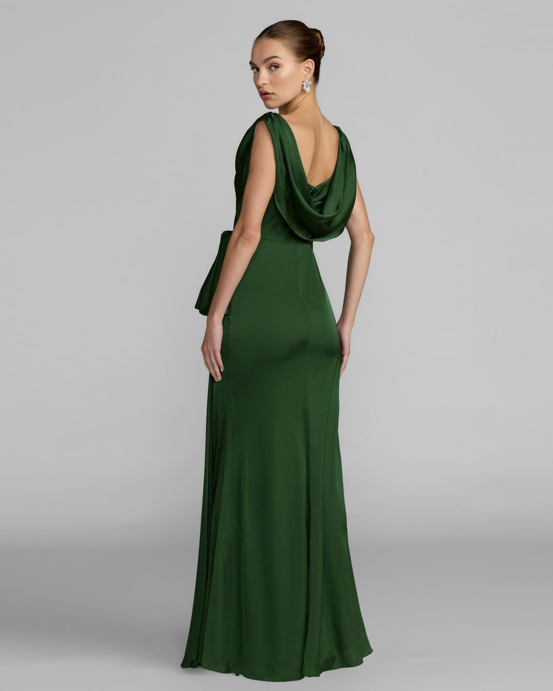 Mac Duggal 56230 Draped Cowl Neck Gown with Side Slit