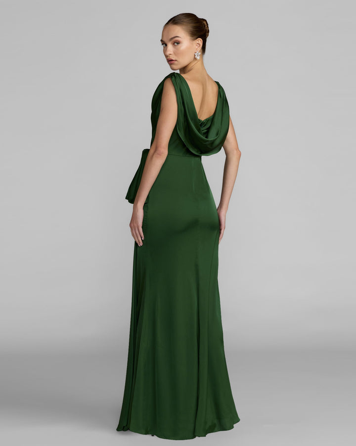 Mac Duggal 56230 Draped Cowl Neck Gown with Side Slit