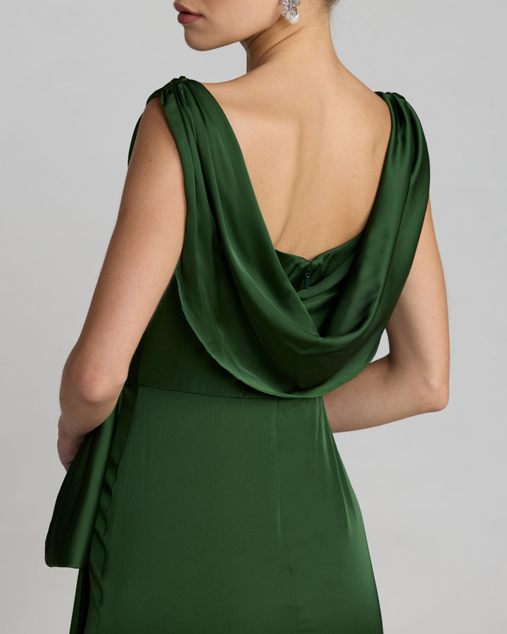 Mac Duggal 56230 Draped Cowl Neck Gown with Side Slit