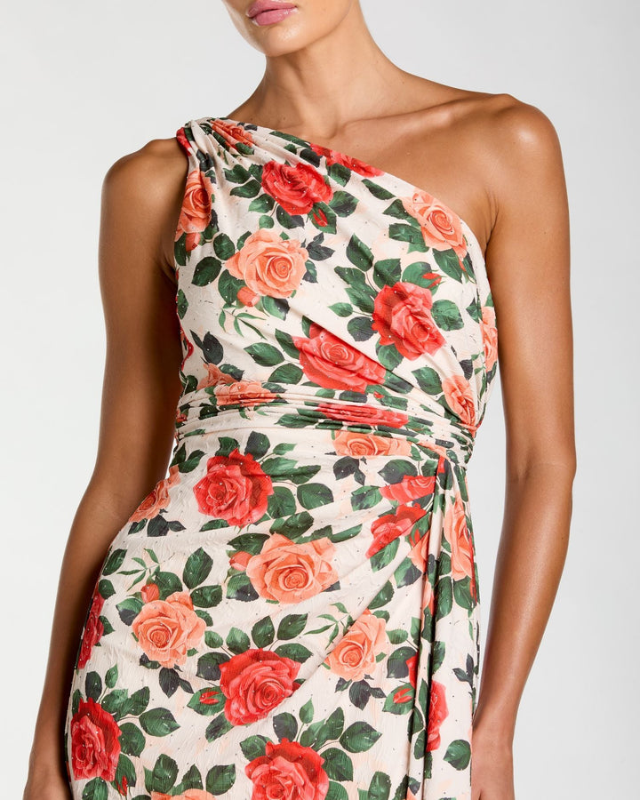 Mac Duggal 56297 Multicolor Floral One Shoulder Slit Gown - FOSTANI.com