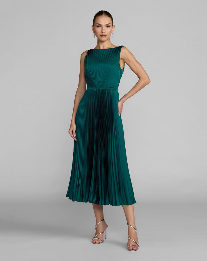 Mac Duggal 56326 Sleeveless High Neck Pleated Midi Dress
