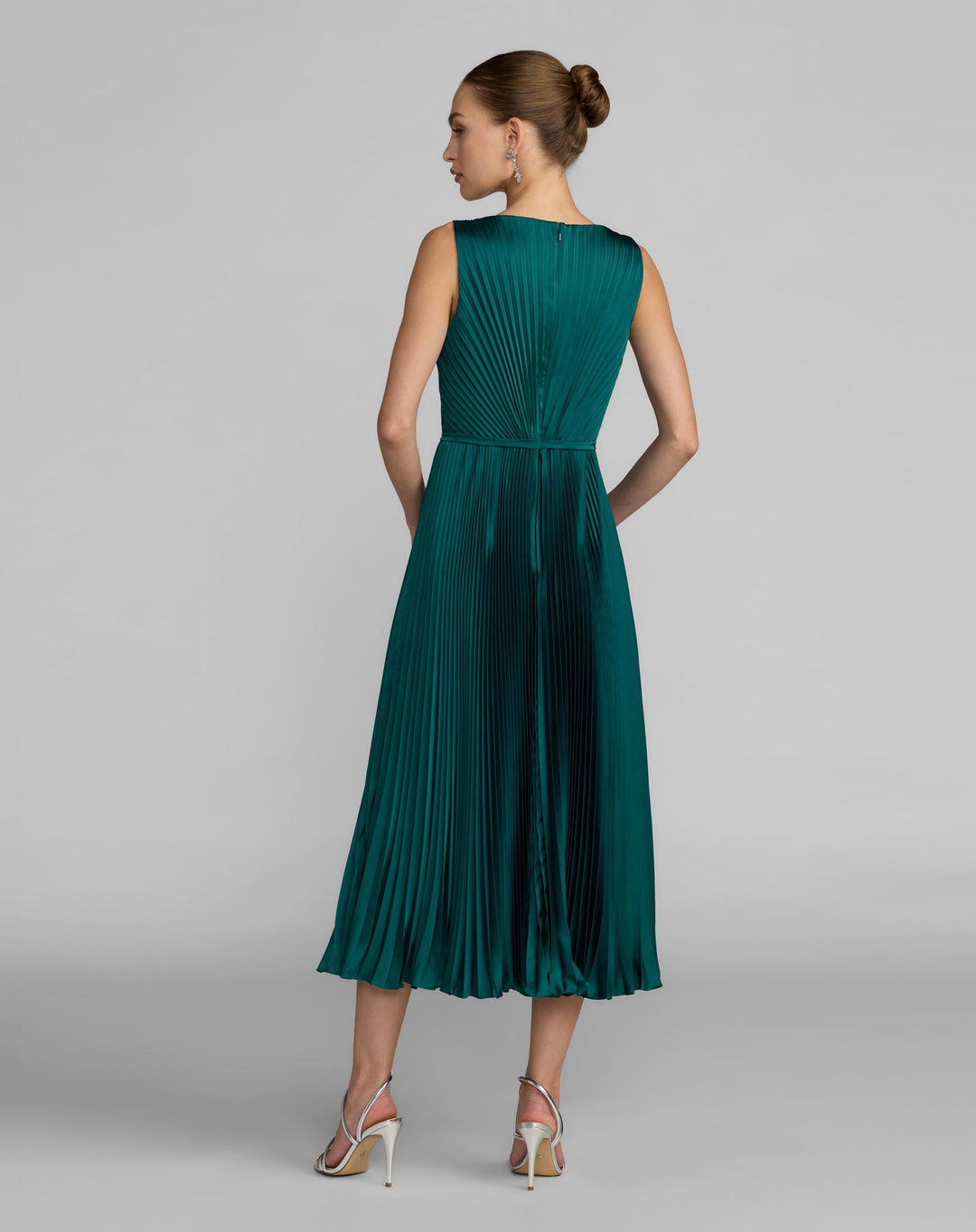 Mac Duggal 56326 Sleeveless High Neck Pleated Midi Dress