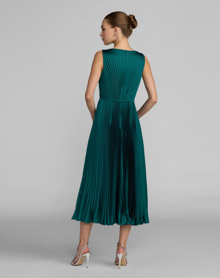 Mac Duggal 56326 Sleeveless High Neck Pleated Midi Dress