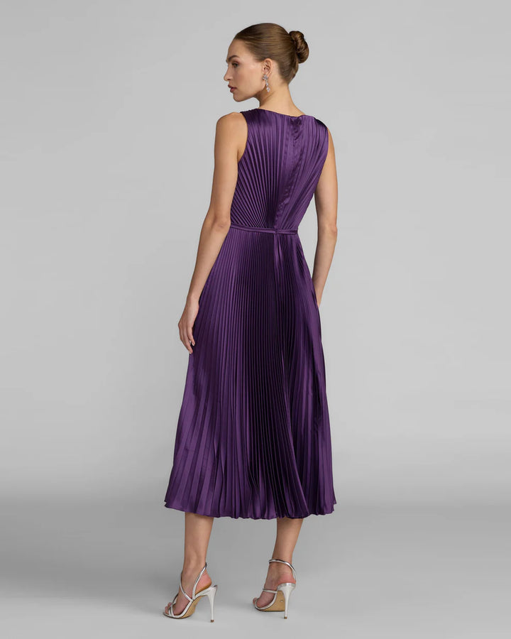 Mac Duggal 56326 Sleeveless High Neck Pleated Midi Dress