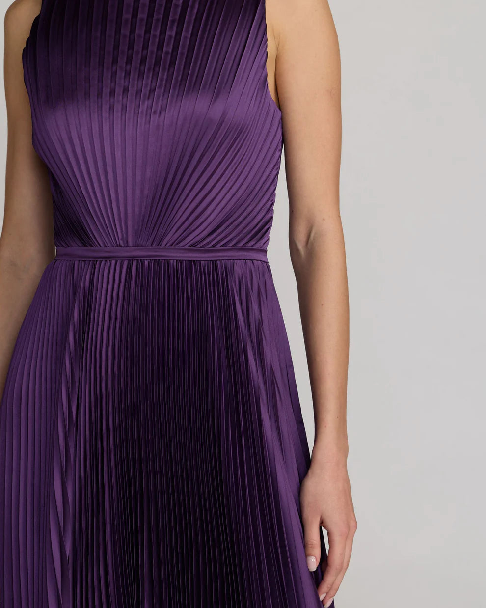 Mac Duggal 56326 Sleeveless High Neck Pleated Midi Dress