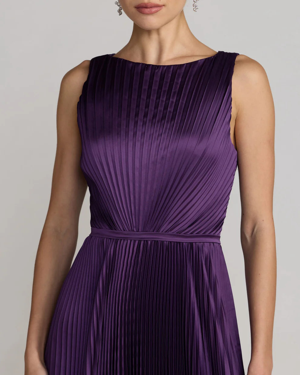 Mac Duggal 56326 Sleeveless High Neck Pleated Midi Dress