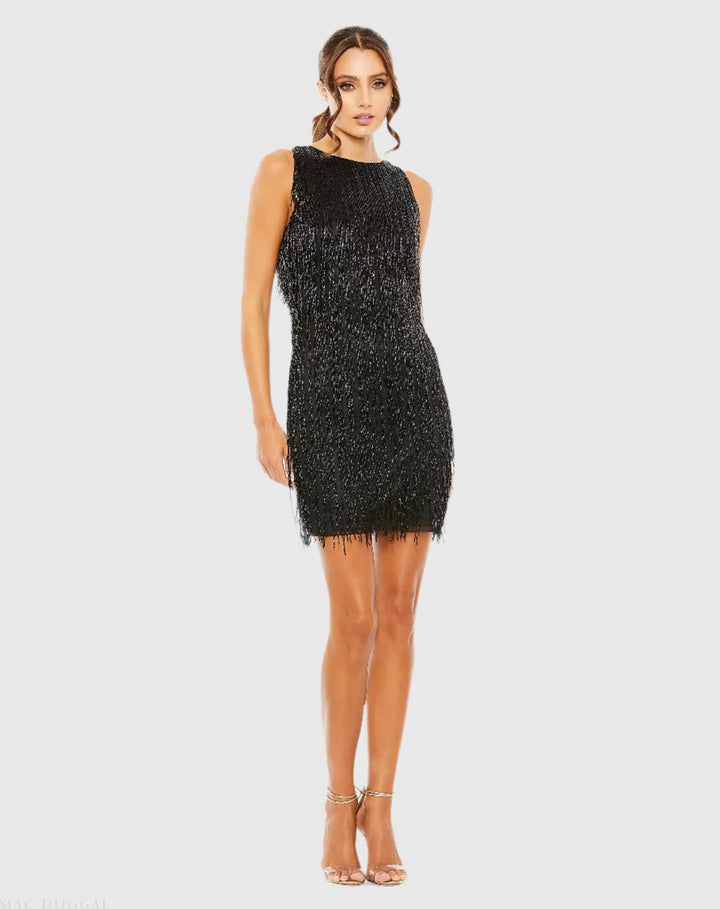 Mac Duggal 5934 Beaded Fringe Mini Dress