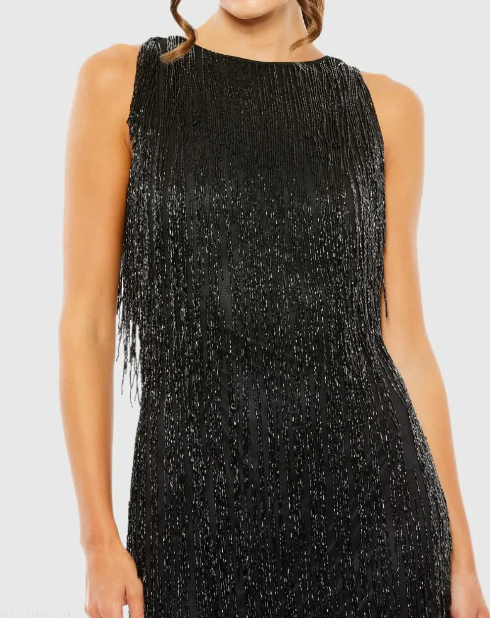 Mac Duggal 5934 Beaded Fringe Mini Dress