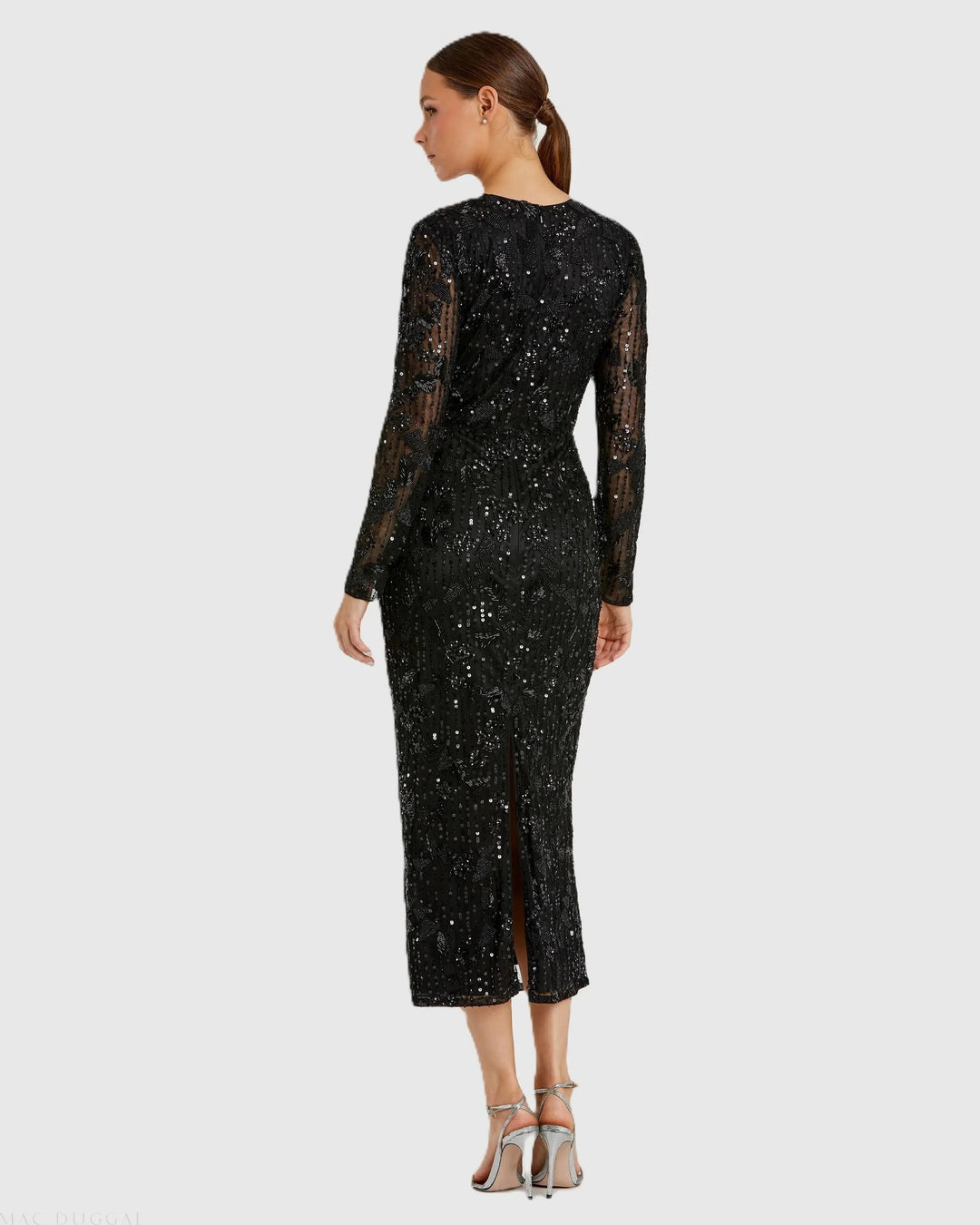 Mac Duggal 5988 High Neck Long Sleeve Embellished Dress