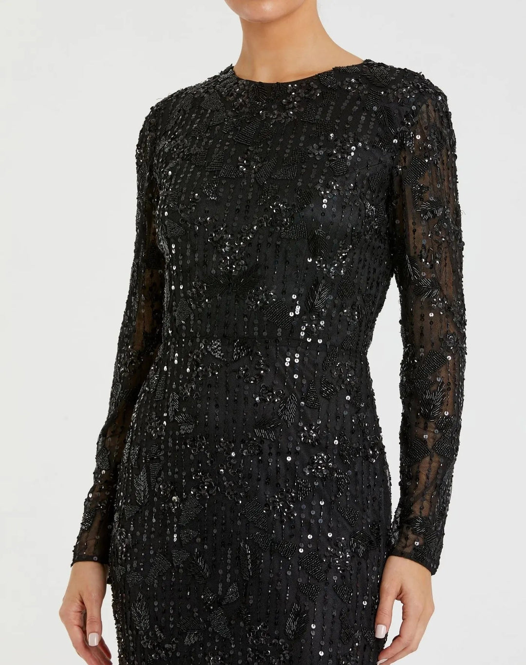 Mac Duggal 5988 High Neck Long Sleeve Embellished Dress