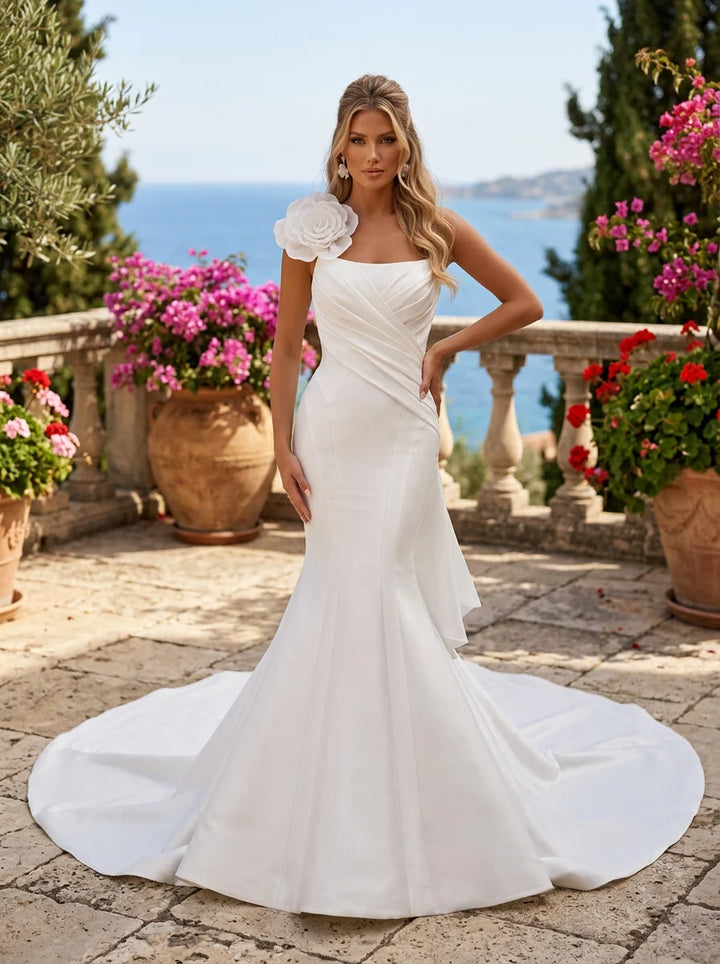 Clarisse 600506 Mermaid Detachable Floral Cape Bridal Dress