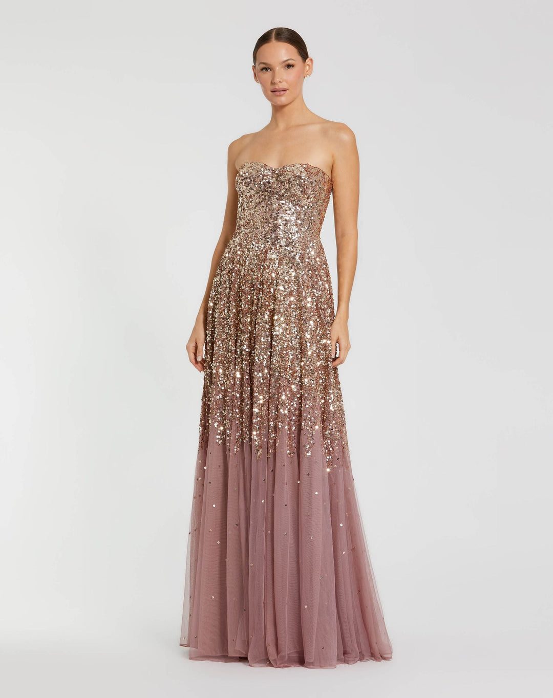 Mac Duggal 6144 Strapless Sweetheart Neck Sequin Ombre Gown