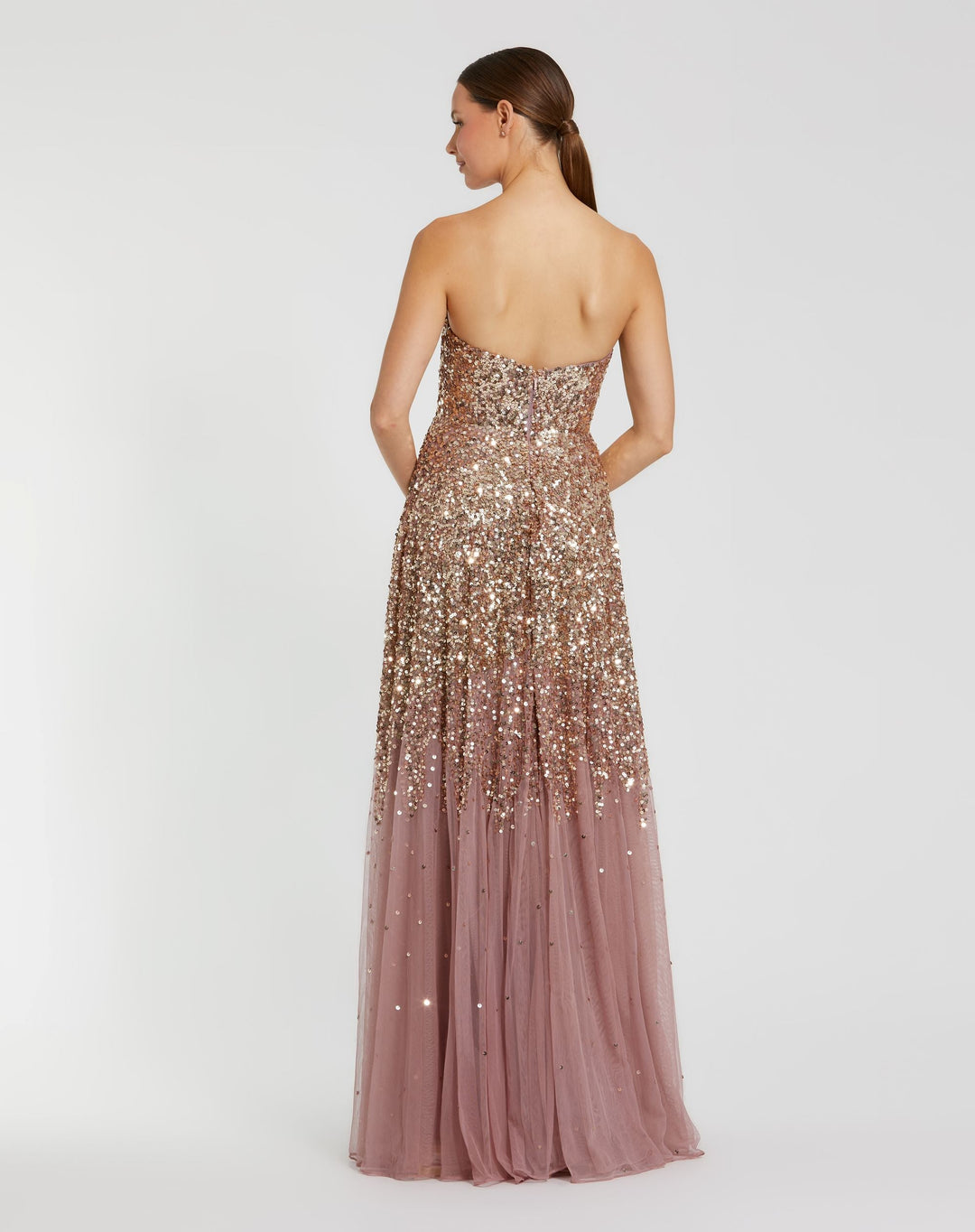 Mac Duggal 6144 Strapless Sweetheart Neck Sequin Ombre Gown