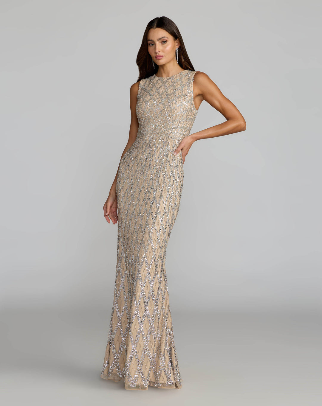 Mac Duggal 6249 Sleeveless Beaded Column Gown