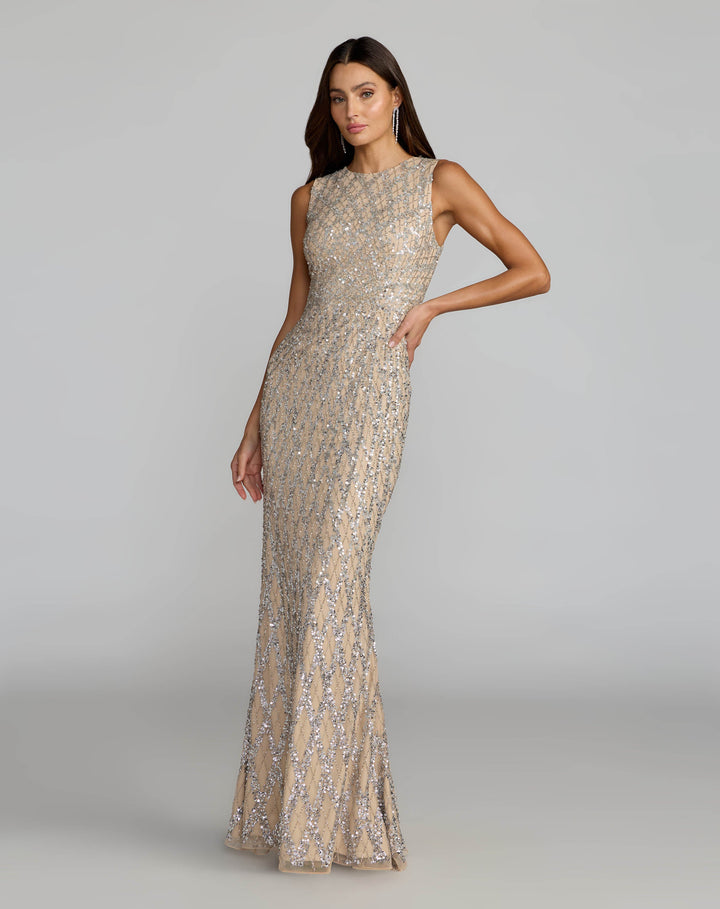 Mac Duggal 6249 Sleeveless Beaded Column Gown