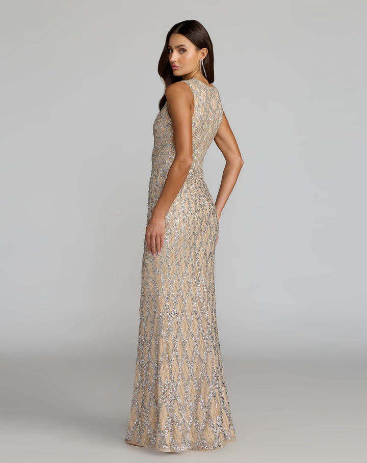 Mac Duggal 6249 Sleeveless Beaded Column Gown