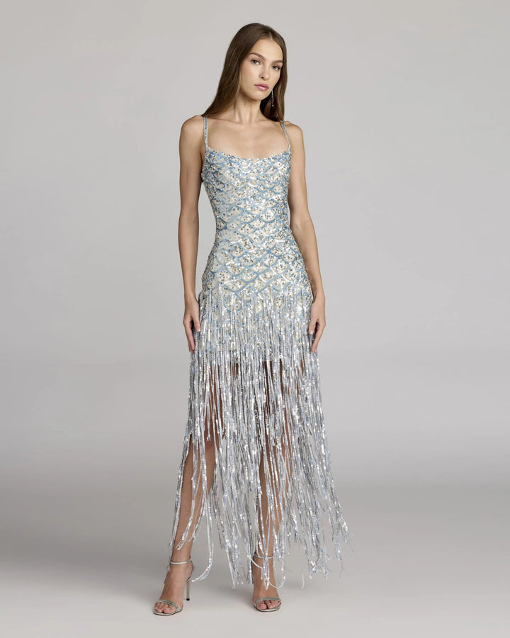 Mac Duggal 6251 Sequin Fringe Midi Dress