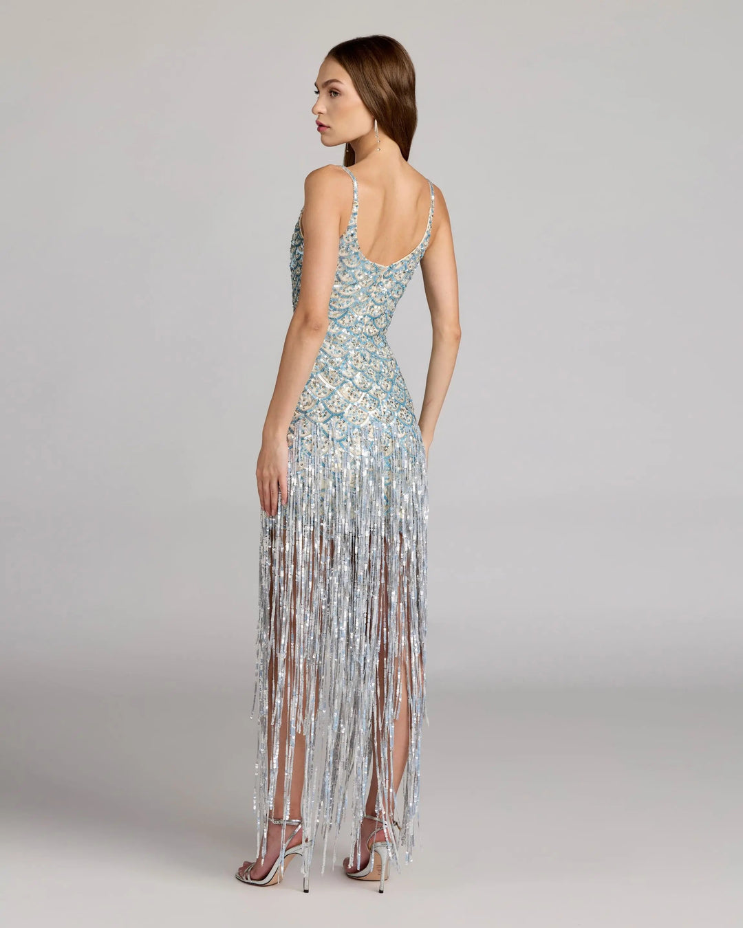 Mac Duggal 6251 Sequin Fringe Midi Dress