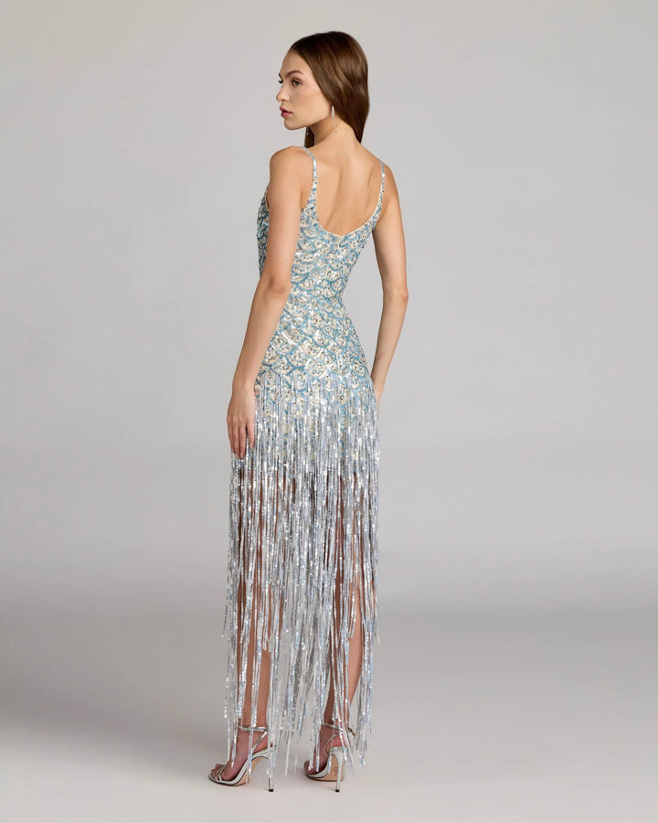 Mac Duggal 6251 Sequin Fringe Midi Dress