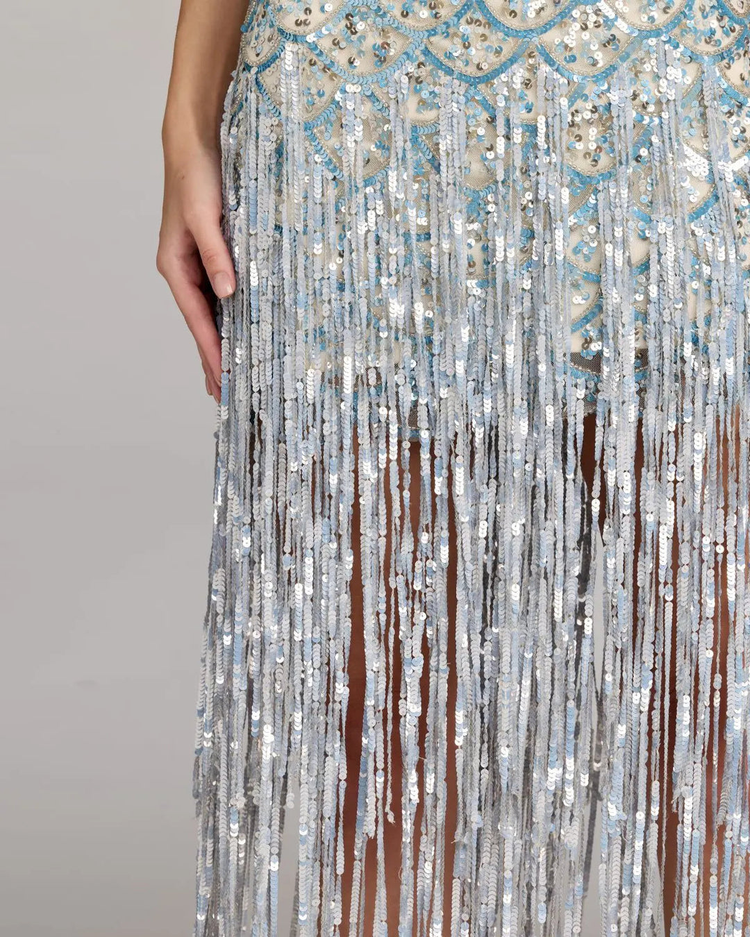 Mac Duggal 6251 Sequin Fringe Midi Dress
