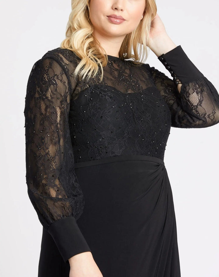 Mac Duggal 67143 Black Sequin Lace Evening Gown