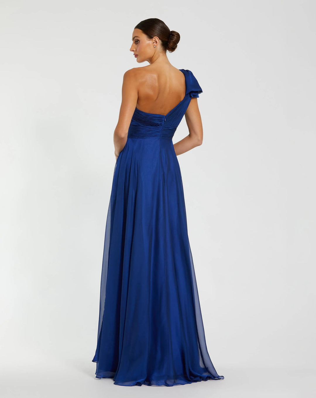 Mac Duggal 9967476P Blue Sleeveless One Shoulder Pleated Gown - FOSTANI.com
