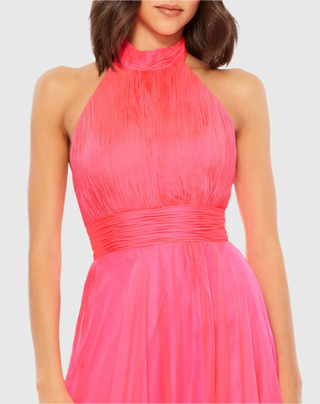 Mac Duggal 67816 High Neck Tiered Chiffon Halter Gown