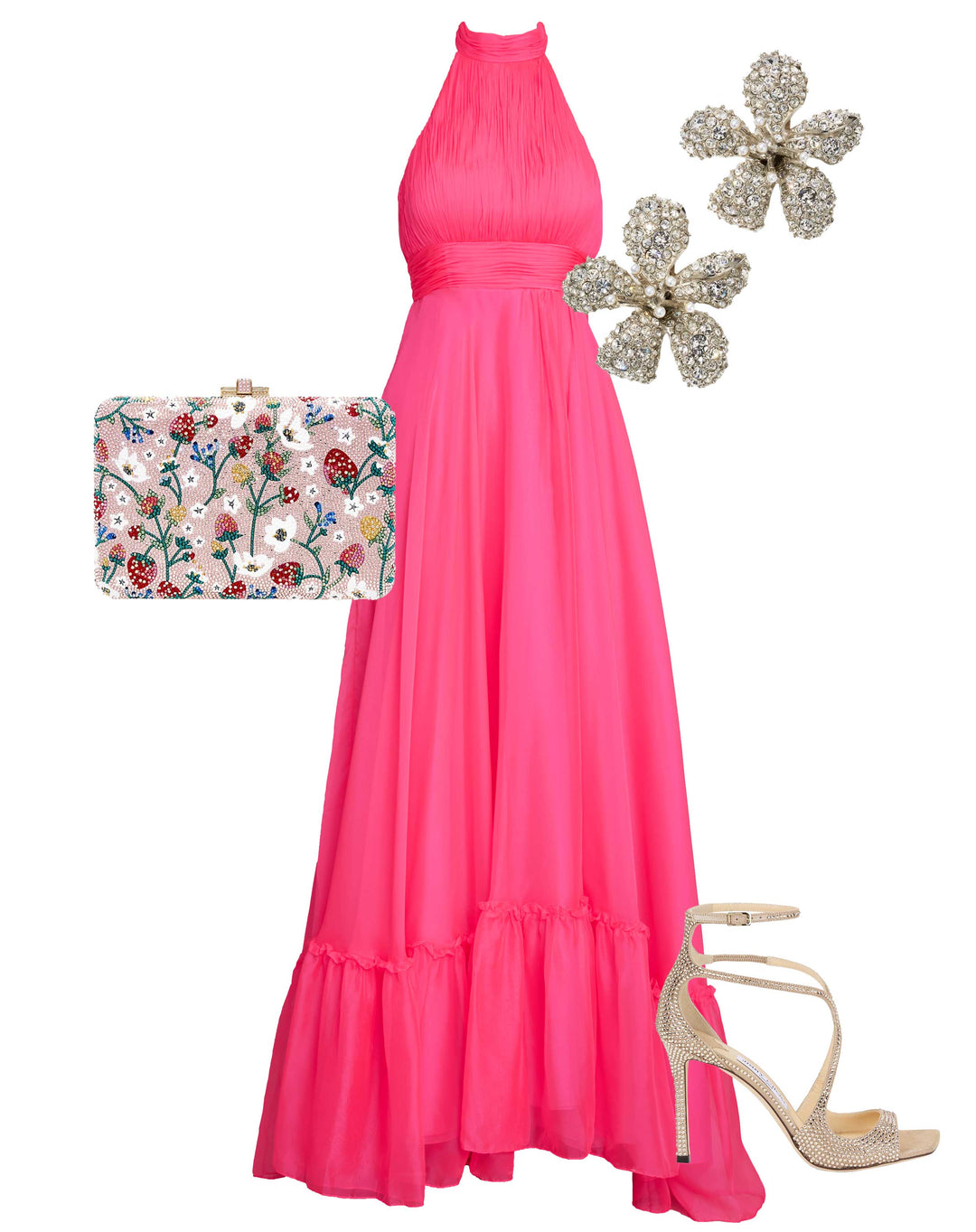 Mac Duggal 67816 High Neck Tiered Chiffon Halter Gown