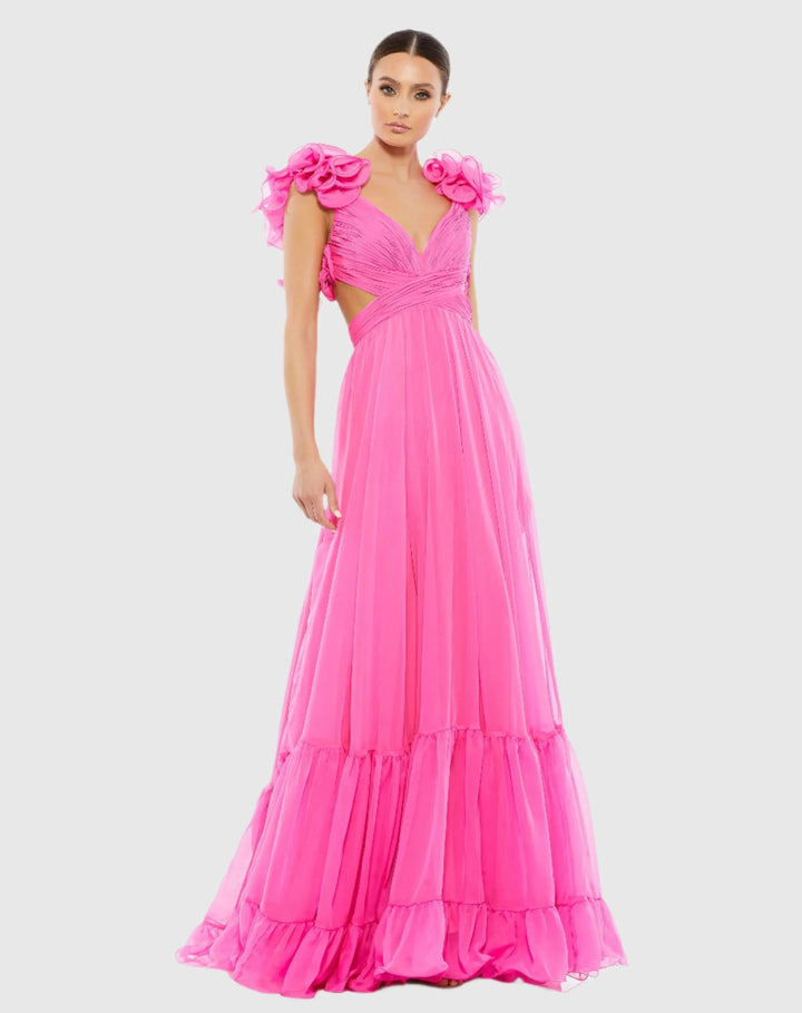 Mac Duggal 67911 Ruffle Tiered Cut-Out Chiffon Gown
