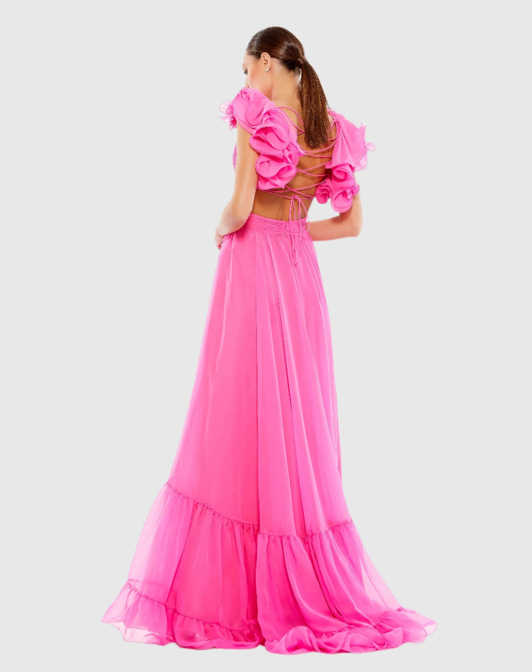 Mac Duggal 67911 Ruffle Tiered Cut-Out Chiffon Gown