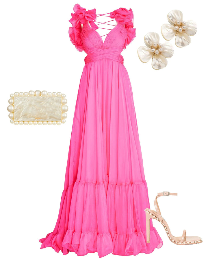 Mac Duggal 67911 Ruffle Tiered Cut-Out Chiffon Gown