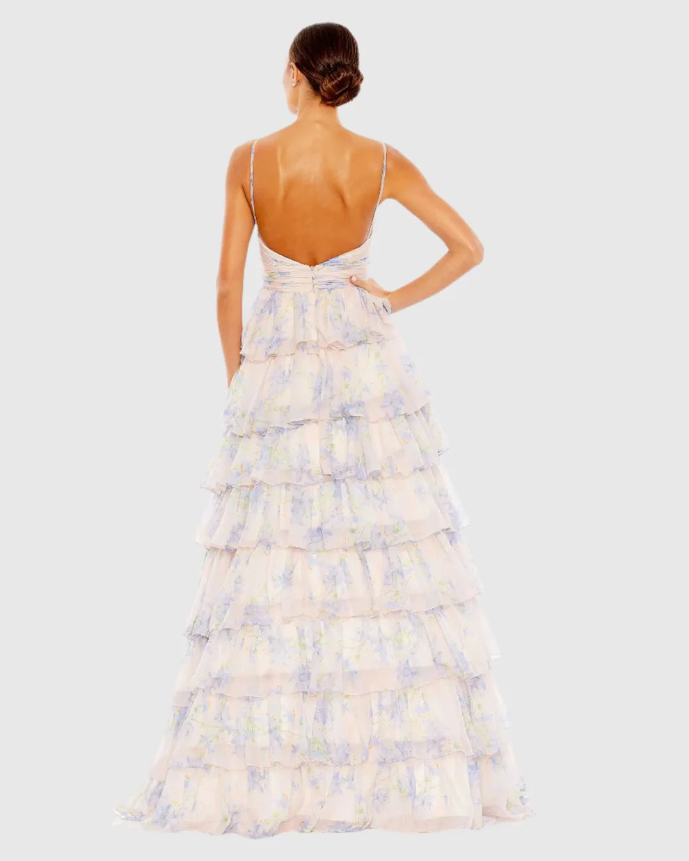 Mac Duggal 67966 Floral Cut Out Ruffle Tiered Gown