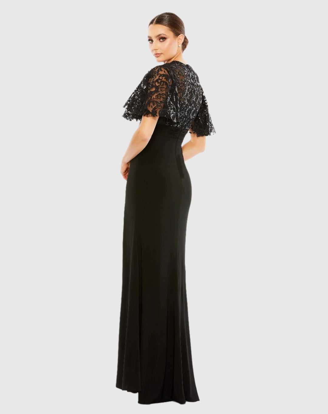 Mac Duggal 68002 Black Embellished Butterfly Sleeve Gown