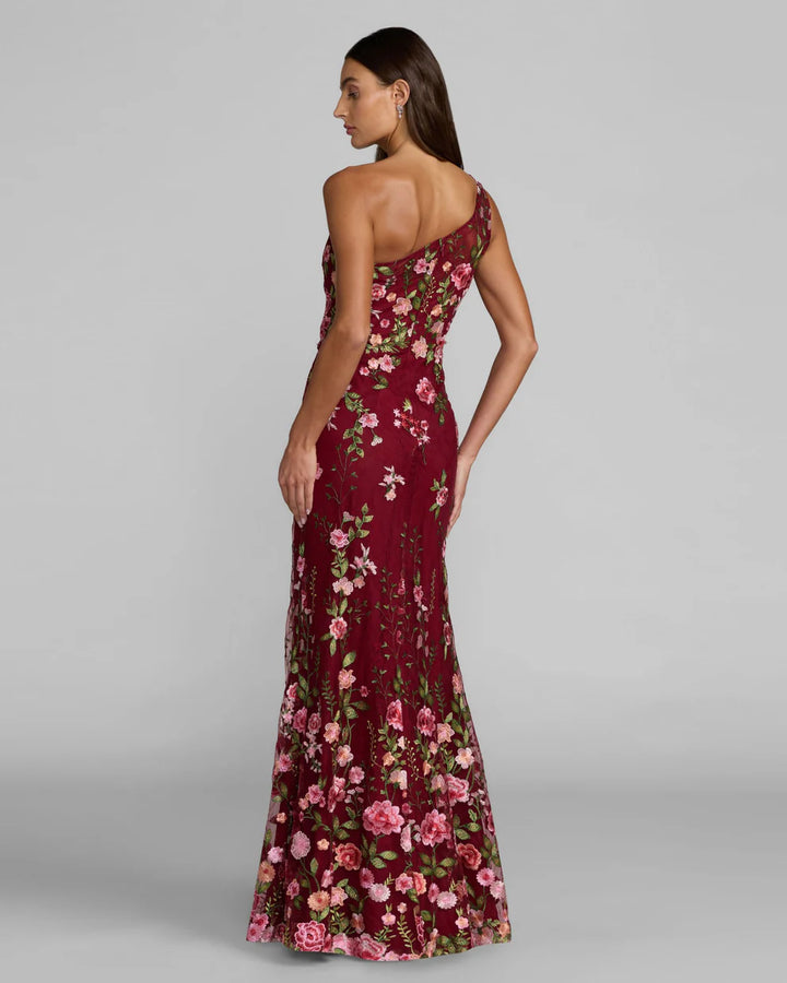 Mac Duggal 68606 One Shoulder Floral Embroidered Gown Dress