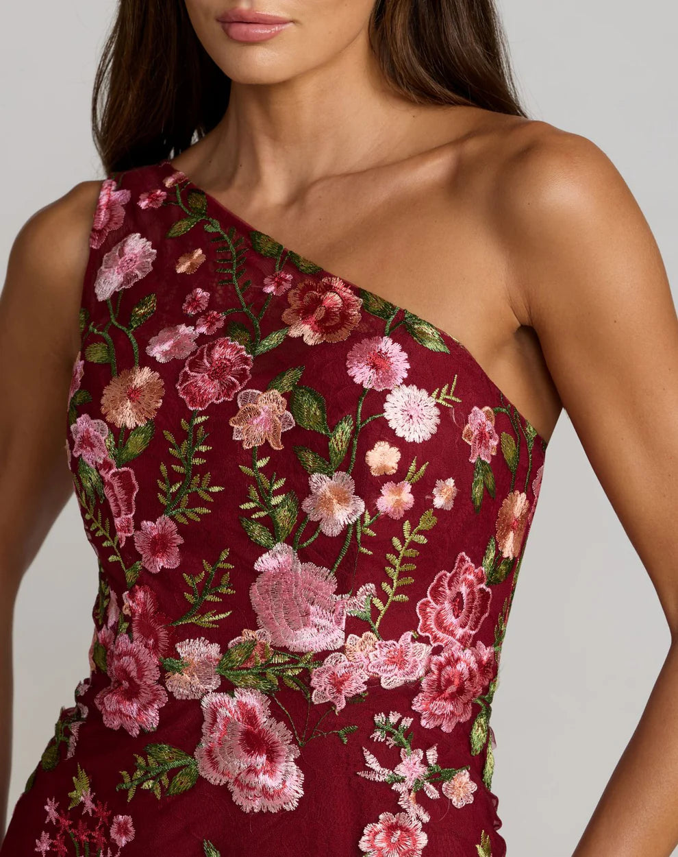 Mac Duggal 68606 One Shoulder Floral Embroidered Gown Dress
