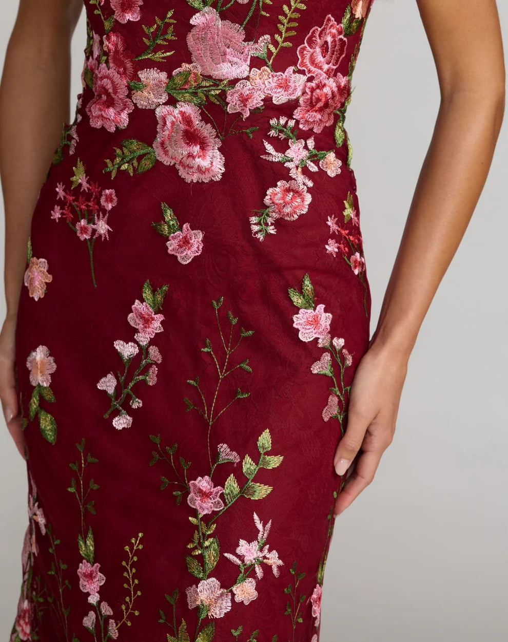 Mac Duggal 68606 One Shoulder Floral Embroidered Gown Dress