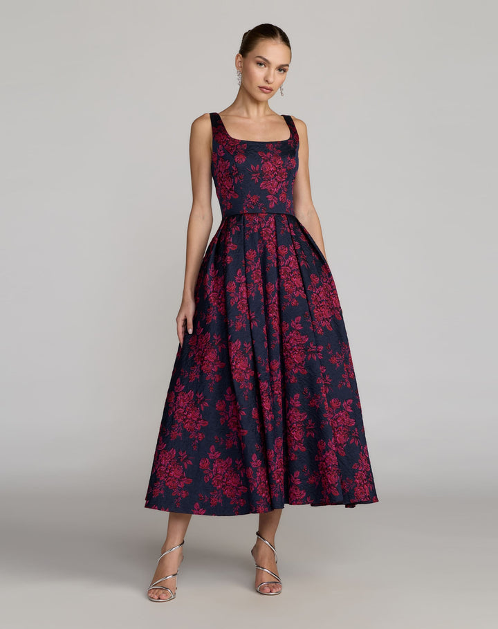 Mac Duggal 68625 Brocade Floral A-Line Dress With Pockets