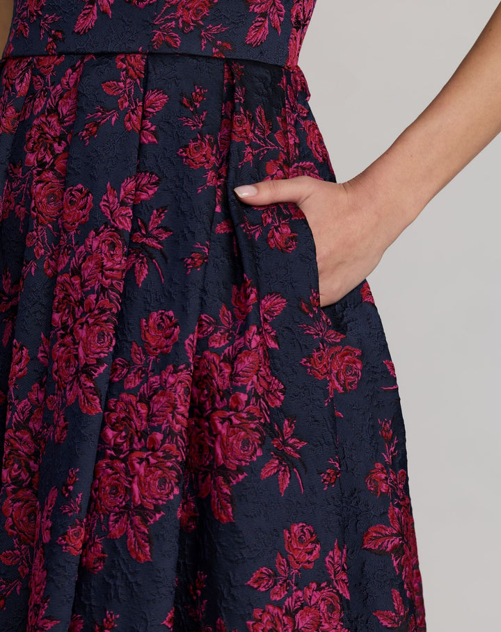 Mac Duggal 68625 Brocade Floral A-Line Dress With Pockets