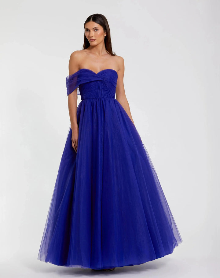 Mac Duggal 68713 One Side Off the Shoulder Bustier Ball Gown