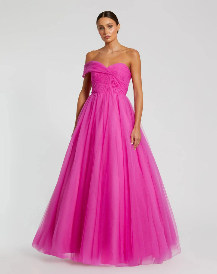 Mac Duggal 68713 One Side Off the Shoulder Bustier Ball Gown