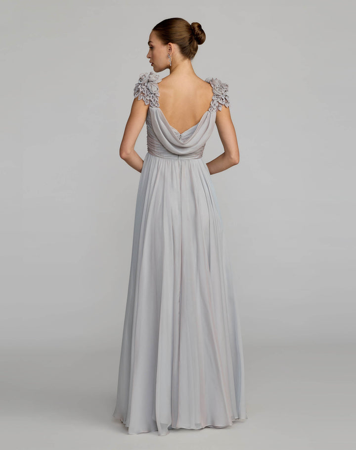 Mac Duggal 69088 Chiffon Cowl Neck Embellished Cap Sleeve Gown
