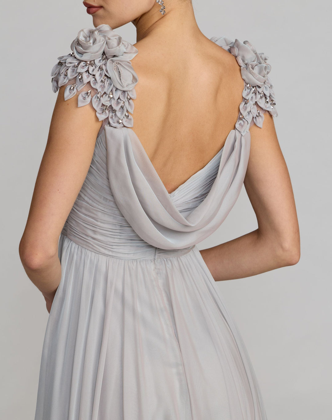 Mac Duggal 69088 Chiffon Cowl Neck Embellished Cap Sleeve Gown