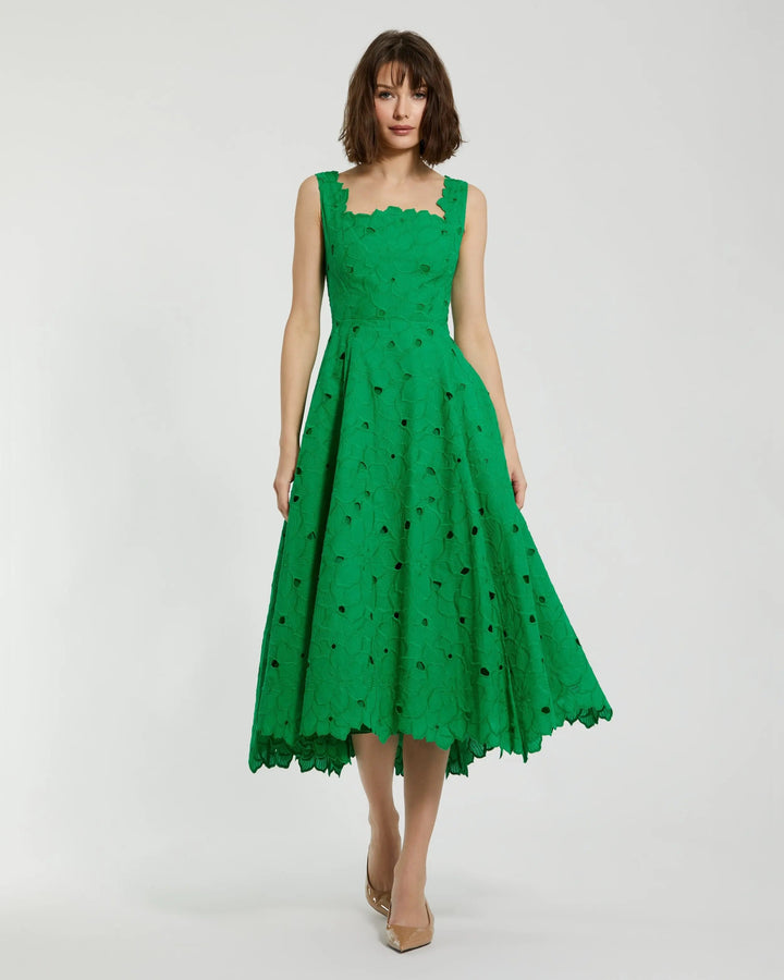 Mac Duggal 69096 Embroidered Cotton A-Line Midi Dress