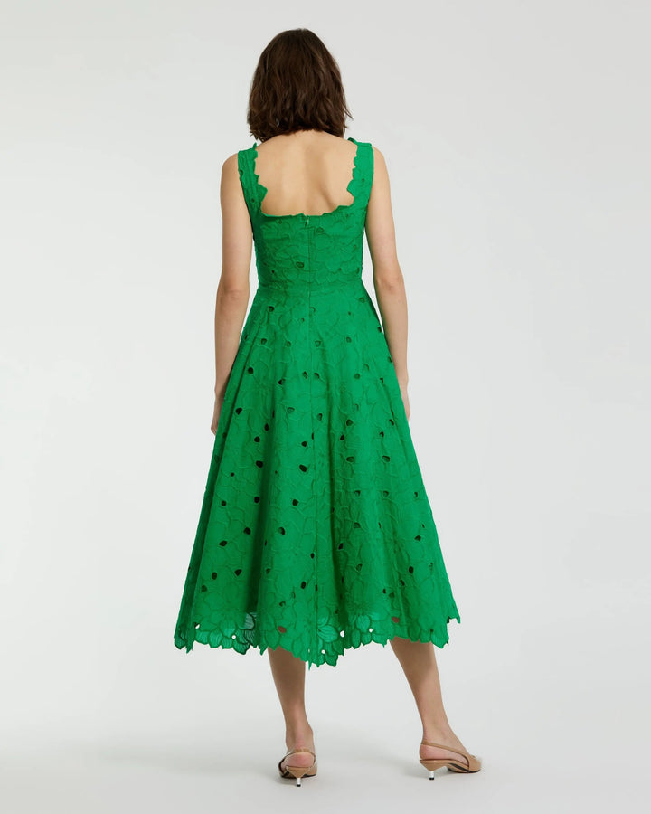 Mac Duggal 69096 Embroidered Cotton A-Line Midi Dress